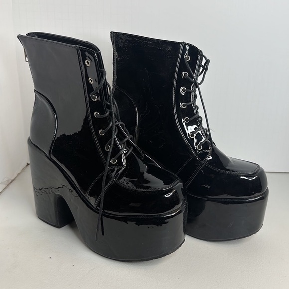 Lot 2085 ❤️NEW  Black Patent Platform Ankle Boots  size 38.5 - Picture 3 of 7